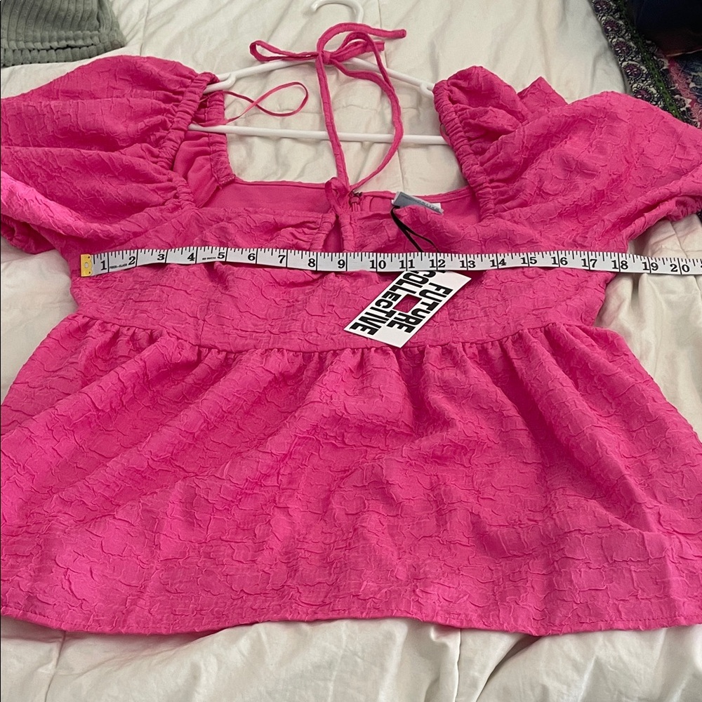 Future Collective Fuchsia Puff Sleeve Blouse - Picture 8 of 9